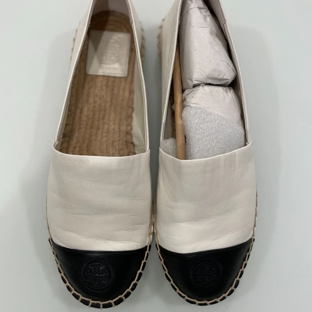 Tory Burch Leather Color Block Espadrille Flats - Picture 2 of 14